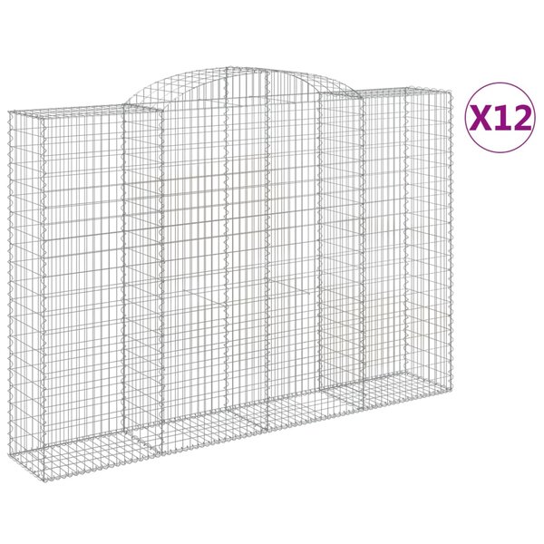vidaXL Paniers à gabions arqués 12 Pièces 300x50x200/220 cm Fer galvanisé