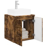 vidaXL Vanité de lavabo mural Chêne fumé 49 5 x 41 x 62 5 cm