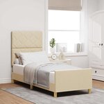 vidaXL Cadre de lit avec tête de lit Crème 80 x 200 cm tissu