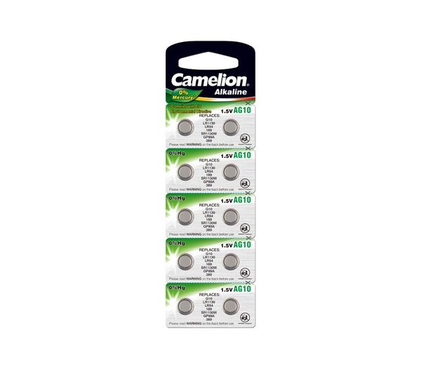 Pack de 10 piles Camelion Alcaline AG10 LR54/LR1130/389 - 0  Mercury/Hg CAMELION