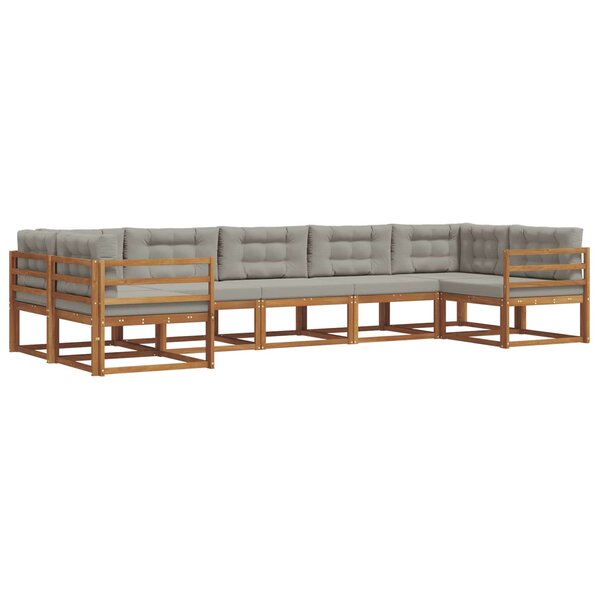 vidaXL Ensemble de canapés d'extérieur 7 pc Gris Naturel et Clair