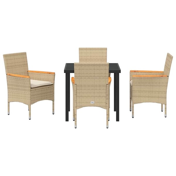vidaXL Ensemble de salle à manger pour jardin 5 Pièces Beige Poly rotin