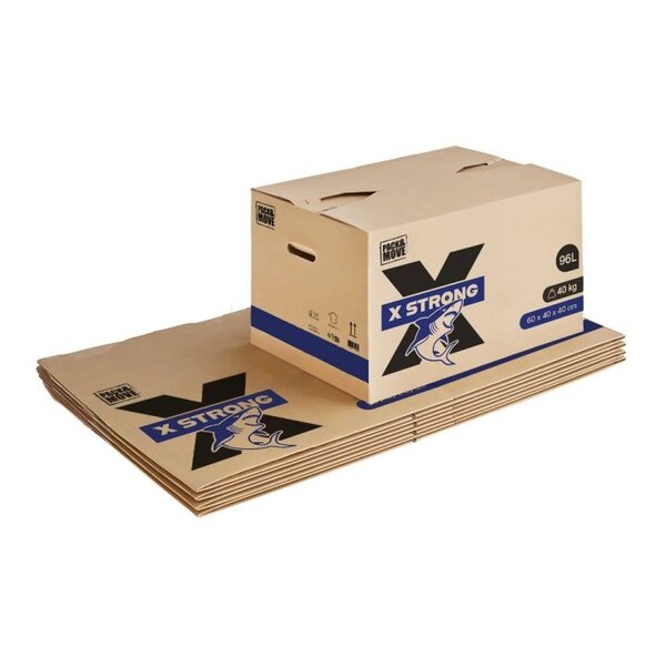 Pack and Move - Lot de 5 Cartons Déménagement X Strong - 60 x 40 x 40 cm - Charge 40 kg - Extrême Résistance - Grande Capacité