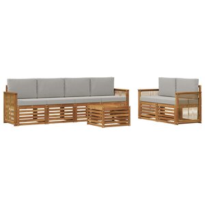 vidaXL Ensemble de canapés d'extérieur 7 Pièces Naturel et gris clair