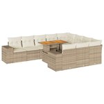 vidaXL Salon de jardin avec coussins 10Pièces beige résine tressée acacia
