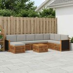 vidaXL Ensemble de canapés d'extérieur 7 Pièces Naturel et gris clair