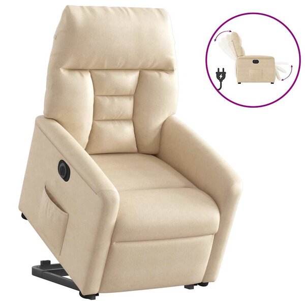 vidaXL Fauteuil inclinable électrique crème tissu microfibre