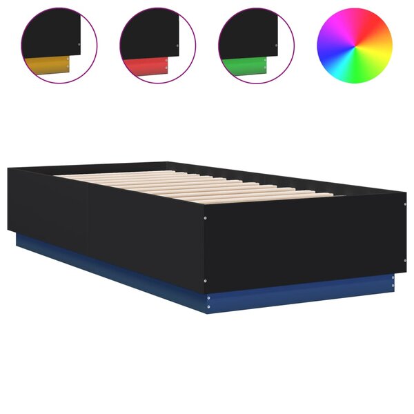vidaXL Cadre de lit avec LED sans matelas noir 100x200 cm
