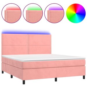 vidaXL Sommier à lattes de lit matelas et LED Rose 160x200 cm Velours
