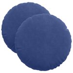 vidaXL Coussins de siège 2 Pièces Bleu police Ø 40 x 13 cm Velours