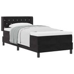 vidaXL Lit à ressorts avec matelas Noir 190 x 90 cm Polyester
