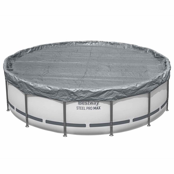Bestway Couverture de piscine Ø4 57 m Rond Polyester Gris