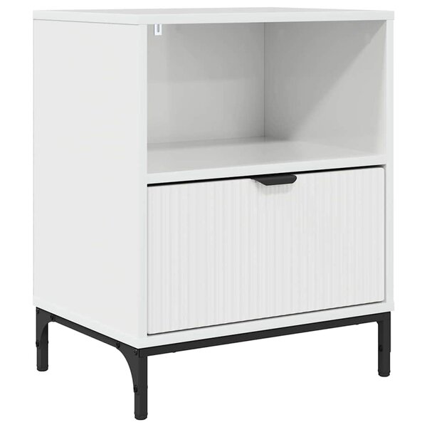 vidaXL Table de chevet avec tiroir Blanc brillant 49 x 36 x 61 cm