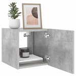 vidaXL Meuble TV mural avec lumières LED gris béton 30 5x35x30 cm