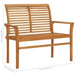 vidaXL Banc de jardin avec coussin blanc crème 112 cm Bois de teck