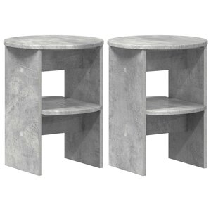 vidaXL Meuble d'appoint 2 pc Gris Béton Ø40 x 50 cm Bois d’ingénierie