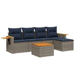 vidaXL Salon de jardin 6 Pièces avec coussins gris résine tressée