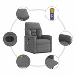 vidaXL Fauteuil inclinable de massage gris foncé tissu microfibre