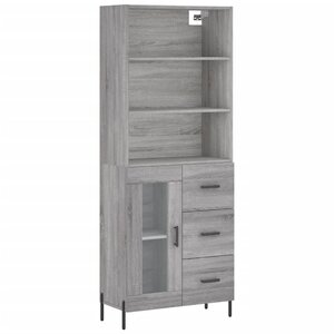 vidaXL Buffet haut Sonoma gris 69 5x34x180 cm Bois d'ingénierie