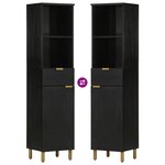 vidaXL Armoire de salle de bain noir 38x33x160 cm bois massif manguier