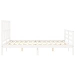 vidaXL Cadre de lit avec tête de lit blanc King Size bois massif