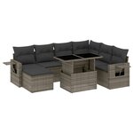 vidaXL Salon de jardin 8 Pièces avec coussins gris résine tressée
