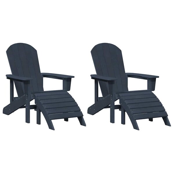 vidaXL Chaise de jardin 2 pc Bleu marine Polyéthylène