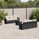 vidaXL Salon de jardin 7 Pièces avec coussins noir résine tressée