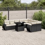 vidaXL Salon de jardin 10 Pièces avec coussins noir résine tressée
