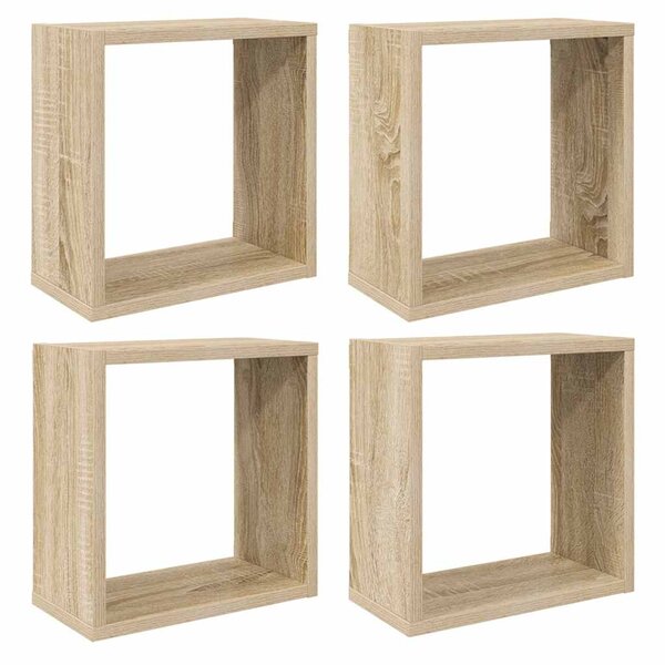 vidaXL Étagères cube murales 4 Pièces Chêne sonoma 30x15x30 cm