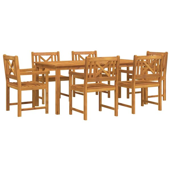 vidaXL Ensemble de salle à manger pour jardin 7 Pièces Marron