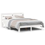 vidaXL Cadre de lit avec tête de lit blanc 120x200 cm bois pin massif