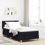 vidaXL Lit à ressorts avec matelas noir 90x200 cm en tissu
