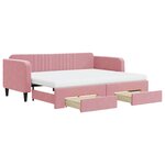 vidaXL Lit de jour avec gigogne et tiroirs rose 90x200 cm velours