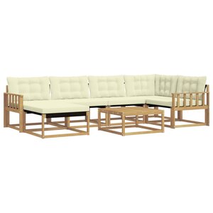vidaXL Ensemble de canapés d'extérieur 7 Pièces Blanc et crème
