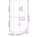 vidaXL Buffet haut Sonoma gris 69 5x34x180 cm Bois d'ingénierie