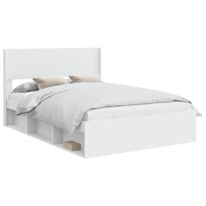 vidaXL Cadre de lit avec rangement et tête de lit Blanc 160 x 200 cm
