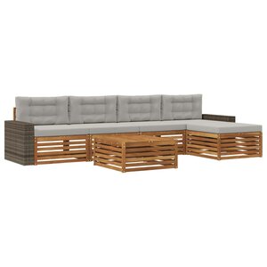 vidaXL Ensemble de canapés d'extérieur 6 Pièces Naturel et gris clair