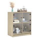 vidaXL Armoire latérale avec portes en verre chêne sonoma 68x37x75 5cm