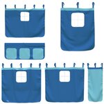 vidaXL Lit superposé avec toboggan et rideaux bleu 90x200 cm