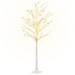 vidaXL Bouleau blanc à LED 128 LED Blanc chaud 220 cm