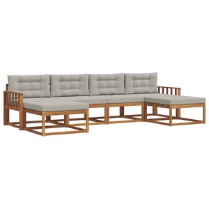 vidaXL Ensemble de canapés d'extérieur 6 pc Gris Naturel et Clair