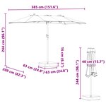 vidaXL Parasol de jardin Anthracite 385 x 209 x 244 cm tissu