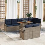 vidaXL Ensemble de canapé de jardin 9 Pièces gris et bleu marine