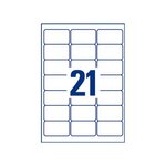 Étiquettes d’adresse pour imprimantes à jet d’encre, 63,5 x 38,1 mm, 25 feuilles, 21 étiquettes par feuille, auto-adhésives, blanc (paquet 525 unités)