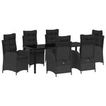 vidaXL Ensemble de salle à manger pour jardin 7 Pièces Noir polyrotin