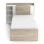 Lit enfant LIFE 90 x 190/200 - Rangements - chêne et blanc