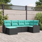 vidaXL Ensemble de Canapés 6 Pièces Noir et turquoise polyrotin