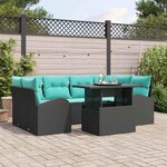 vidaXL Ensemble de canapé de jardin 7 Pièces Noir et turquoise