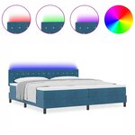 vidaXL Lit à ressorts avec matelas Bleu foncé 200 x 200 cm Velours